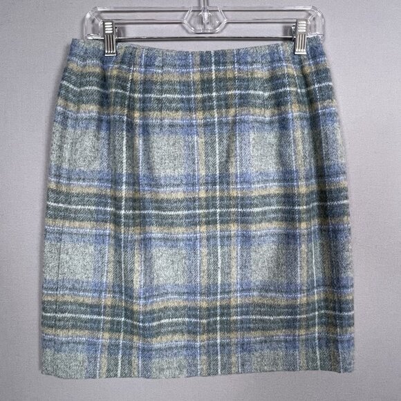 Talbots Wool REAL TRUE WRAP SKIRT Size 8 Plaid Fringe Academia Grunge Y2K 90s - Picture 7 of 12